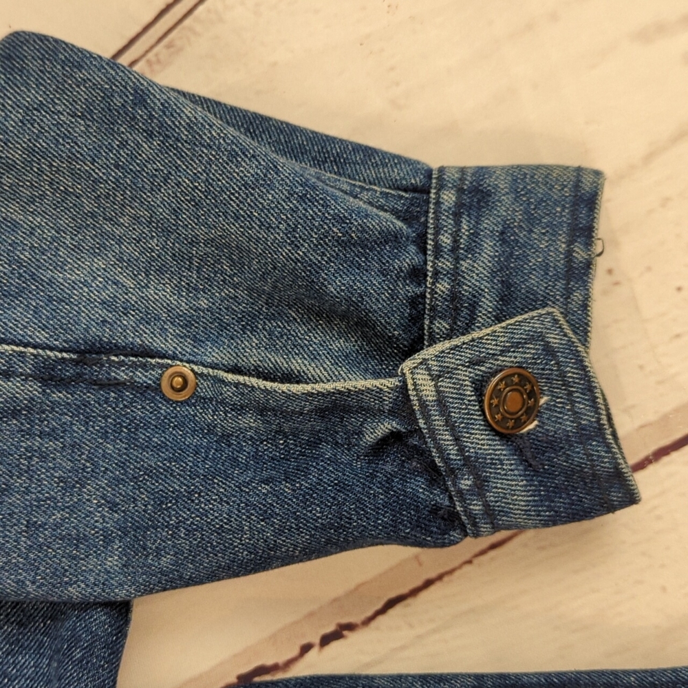 Vintage Nuggetswear oversized cropped blue denim jean jacket, sz Med - Picture 6 of 16